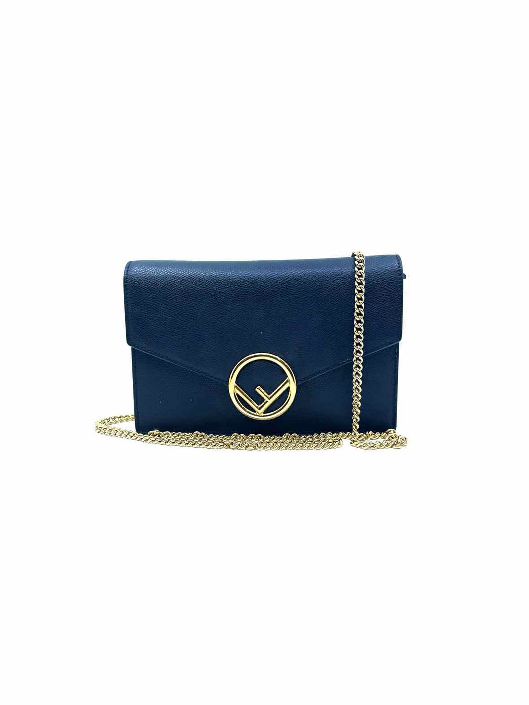 FENDI Wallet on Chain Black Leather Solid Handbag