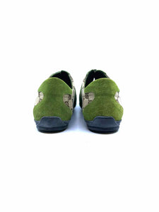 GUCCI Size 7 Green, Brown Canvas Suede Monogram Sneakers