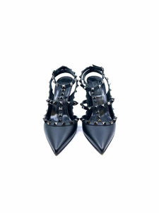 VALENTINO Size 8 Black Leather Pumps