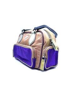 PRADA Purple, Beige Nylon Solid Handbag