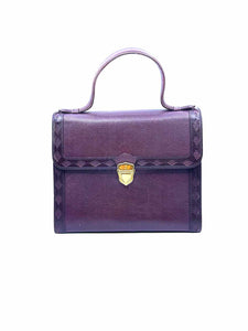 YVES SAINT LAURENT Maroon Leather Solid Handbag