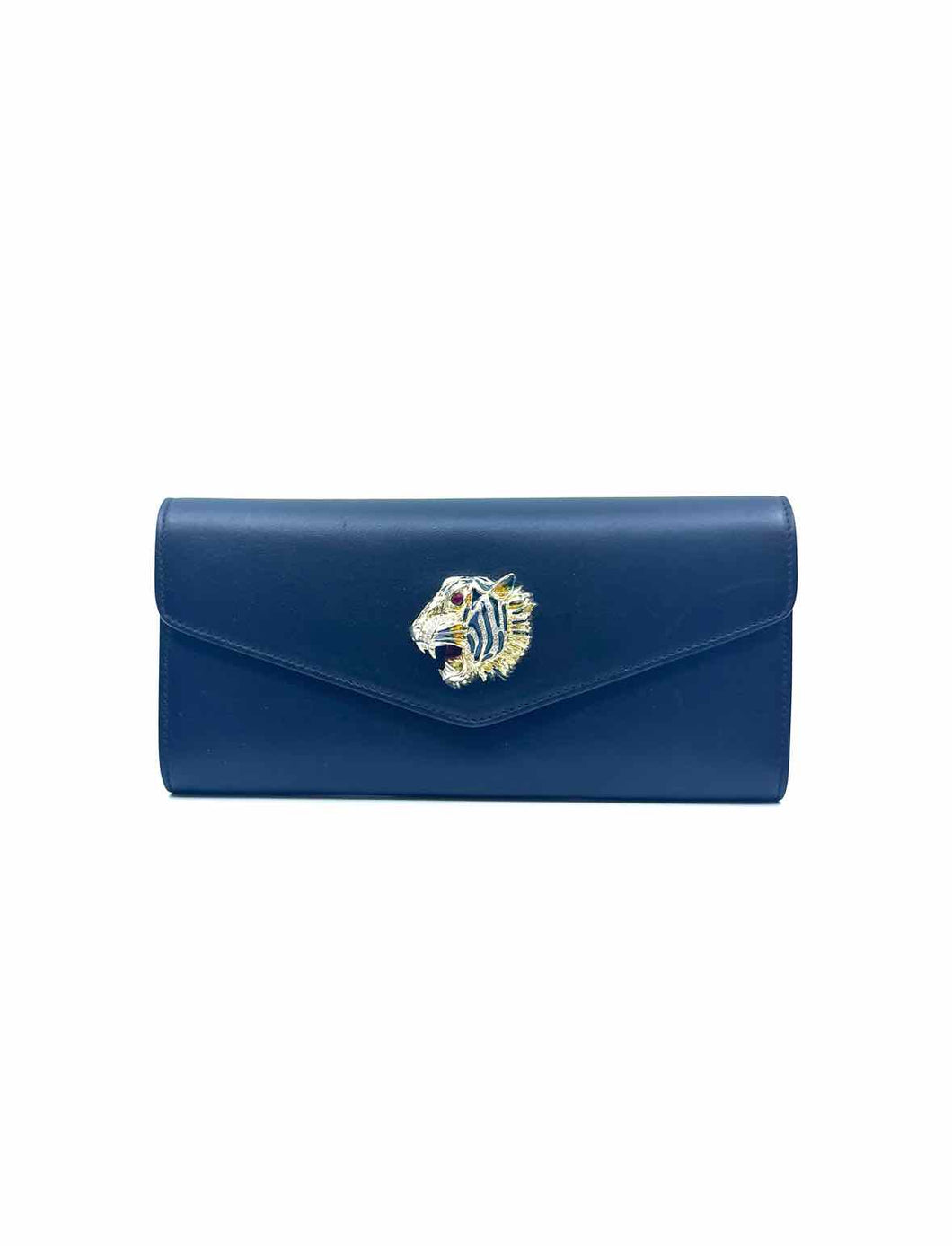 GUCCI Rajah Clutch Black Leather Solid Clutch