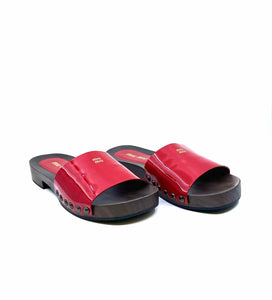 MIU MIU Size 10 Red Patent Leather Solid Sandals