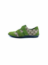 Load image into Gallery viewer, GUCCI Size 7 Green, Brown Canvas Suede Monogram Sneakers
