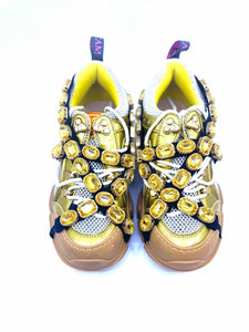 GUCCI Size 6 Gold Leather Sneakers