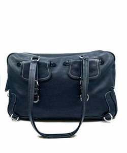 PRADA Black Leather Solid Handbag