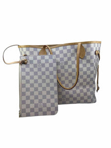 LOUIS VUITTON NEVERFULL MM White Coated canvas Damier Handbag