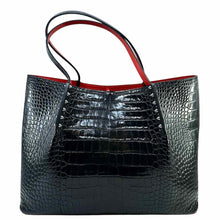 Load image into Gallery viewer, CHRISTIAN LOUBOUTIN Black Leather Embossed Tote

