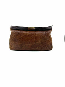 JIMMY CHOO Brown Leather Solid Clutch
