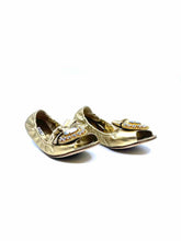 Load image into Gallery viewer, MIU MIU Size 6 Gold Leather Flats

