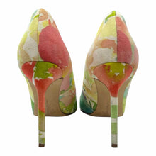 Load image into Gallery viewer, MANOLO BLAHNIK Size 10.5 Green, Pink Canvas Floral Pumps
