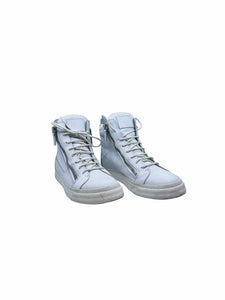 GIUSEPPE ZANOTTI Size 11 White Leather Solid Sneakers
