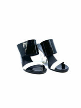 Load image into Gallery viewer, BALMAIN Size 7 black, white Patent Leather Mules
