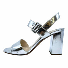 Load image into Gallery viewer, PRADA Size 8.5 Silver Leather Metallic Solid Sandals

