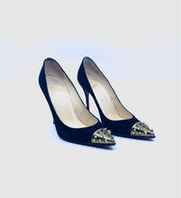 Load image into Gallery viewer, CHRISTIAN LOUBOUTIN Size 9 Black Suede Studs Pumps
