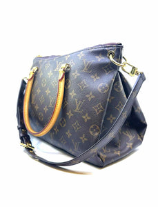 LOUIS VUITTON Brown Coated Leather Monogram Handbag