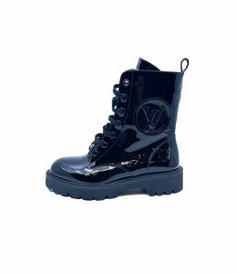 LOUIS VUITTON Size 8 Black Patent Leather Ankle Boot