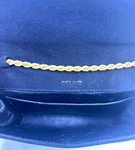CELINE Black Canvas Solid Evening Bag