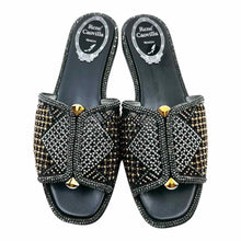 Load image into Gallery viewer, RENE CAOVILLA Size 5 Gold, Silver Crystal Geometric Sandals

