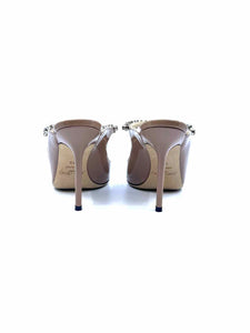 JIMMY CHOO Bing Size 6.5 Nude Patent Leather Solid Mules