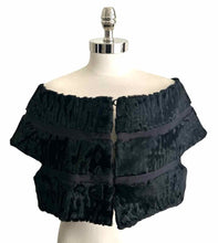 Load image into Gallery viewer, CAROLINA HERRERA Black Swakara Fur Stole Size M
