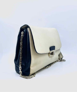 CHRISTIAN DIOR Cream, Black Leather Solid Handbag