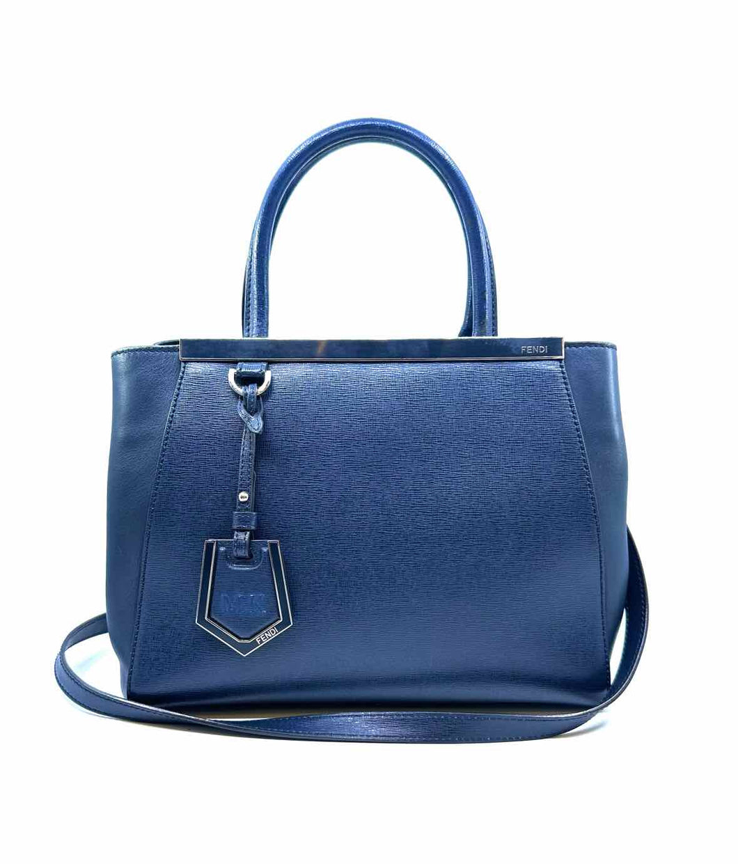FENDI 2 Jours Navy Leather Solid Handbag