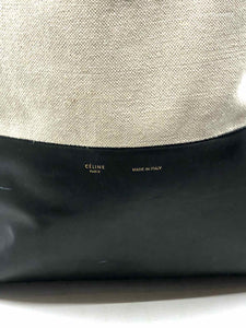 CELINE Beige & Black Canvas Color Block Cabas Tote Handbag