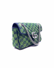 Load image into Gallery viewer, GUCCI Navy, Green Canvas Monogram Handbag
