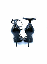Load image into Gallery viewer, YVES SAINT LAURENT Cassandra Size 11 Black Patent Leather Solid Sandals
