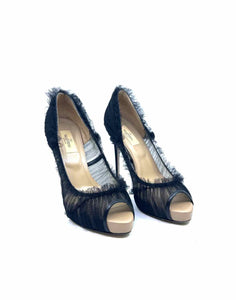 CHRISTIAN LOUBOUTIN Size 9 Black Mesh Pumps