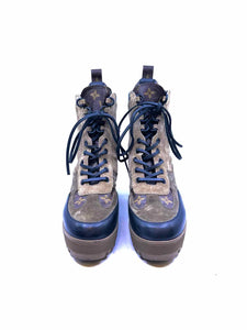 LOUIS VUITTON Size 6.5 Taupe, Olive Suede Monogram Ankle Boot