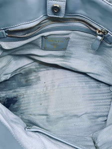 PRADA Baby Blue Nylon Ruched Handbag