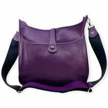 Load image into Gallery viewer, HERMES Evelyne 33 Purple Pebbled Leather Solid Handbag
