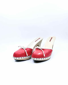 PRADA Size 11 Pink Patent Leather Mules