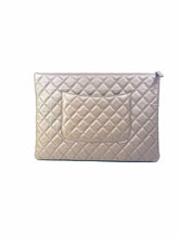Load image into Gallery viewer, CHANEL Gold Leather Quilted Tridesce Clutch

