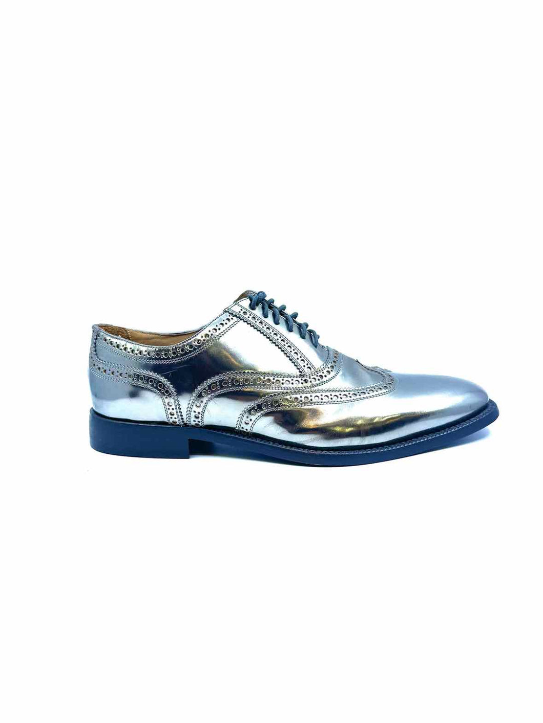 NEIL BARRETT Size 12 Silver Patent Leather Oxfords