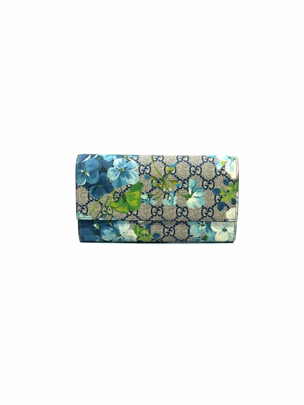 GUCCI Blue Coated canvas Floral Wallet