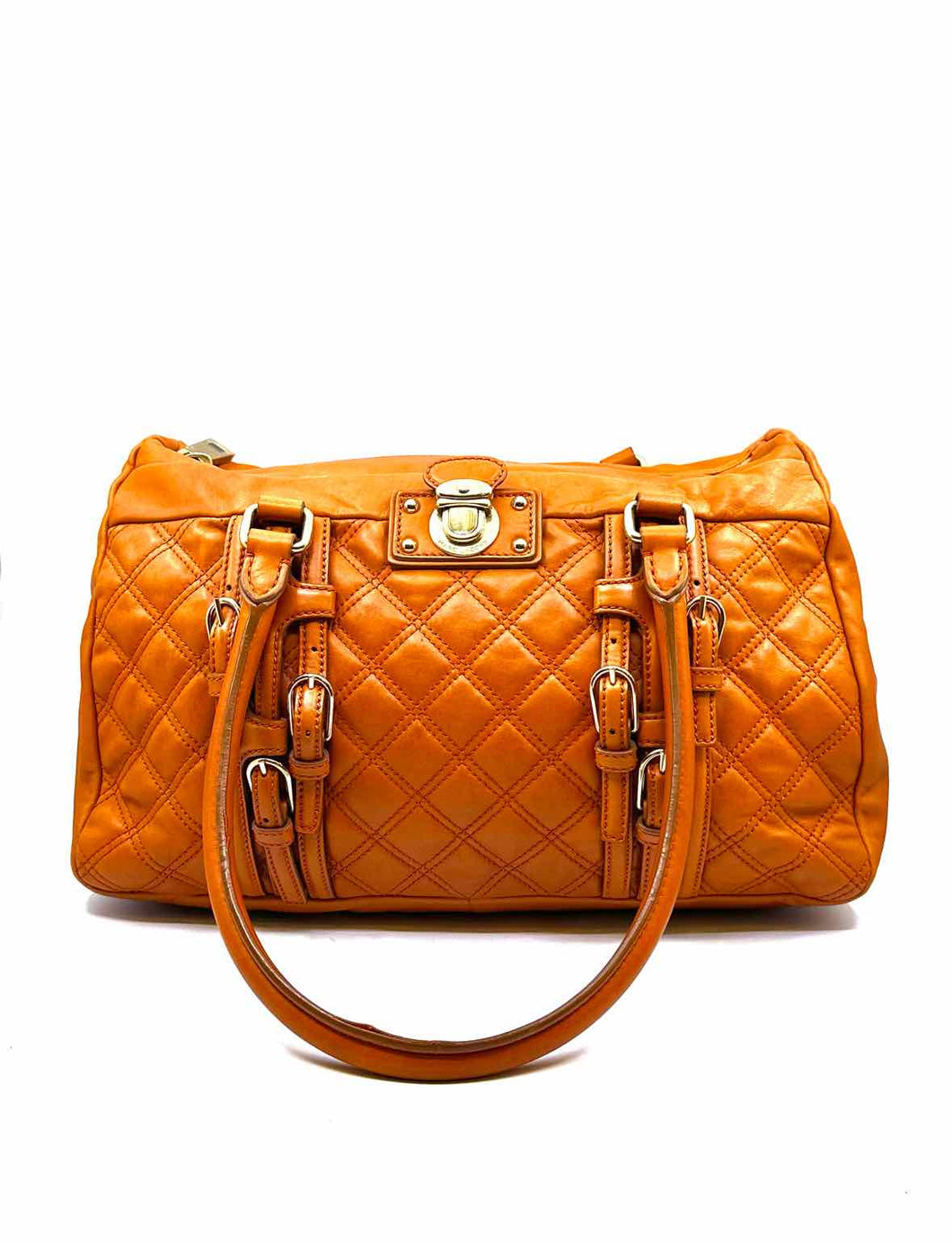 MARC JACOBS Orange Leather Quilted Handbag
