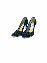 Load image into Gallery viewer, JIMMY CHOO Size 8.5 Black Velvet Cheetah print Pumps
