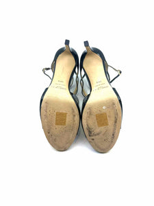JIMMY CHOO Size 8.5 Black Patent Leather Solid Sandals