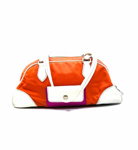 PRADA Orange, Pink, Green, Purple Nylon Leather Handbag