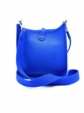 Load image into Gallery viewer, HERMES Evelyne 16 Electric Blue Pebbled Leather Solid Handbag
