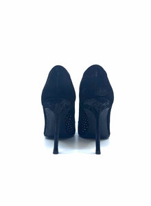 MANOLO BLAHNIK Size 9 Black Suede Perforated Pumps