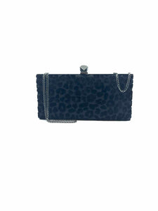 JIMMY CHOO Black Velvet Cheetah print Evening Bag