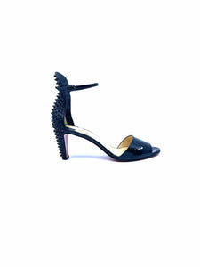 CHRISTIAN LOUBOUTIN Size 6.5 Black Patent Leather Spikes Pumps