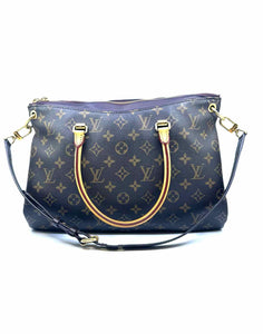 LOUIS VUITTON Brown Coated Leather Monogram Handbag