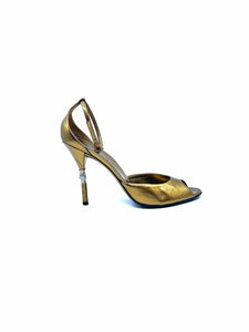 GUCCI Size 9.5 Gold Leather Sandals