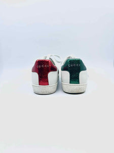 GUCCI Size 10 White Leather Sneakers