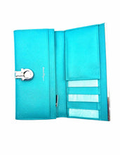 Load image into Gallery viewer, SALVATORE FERRAGAMO Continental Teal Leather Solid Wallet
